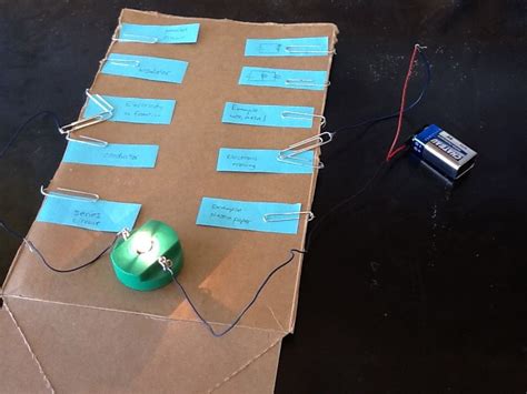 build a electric circuit matching game using a pizza box|pizza box circuit design.